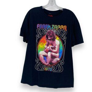 Frank Zappa Cult Tee Graphic Grunge T-Shirt‎ Retro Vintage Crew Neck Black Large